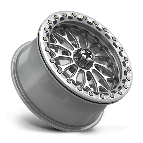 Msa Offroad Wheels Ma53 Bolo Utv Beadlock 15X7 +38 Gloss Silver W/ Machined Face