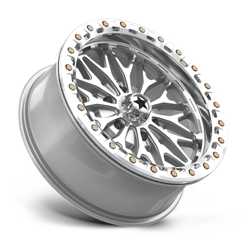 Msa Offroad Wheels Ma53 Bolo Utv Beadlock 18X7 +10 Gloss Silver W/ Machined Face