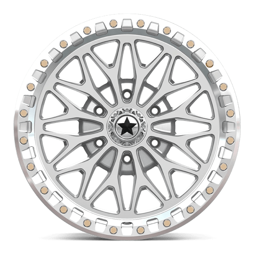 Msa Offroad Wheels Ma53 Bolo Utv Beadlock 18X7 +10 Gloss Silver W/ Machined Face