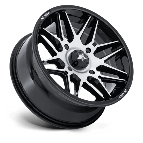 Msa Offroad Wheels M52 Radar Utv 15X7 +10 Gloss Black W/ Machined Face