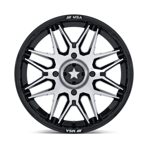 Msa Offroad Wheels M52 Radar Utv 15X7 +10 Gloss Black W/ Machined Face