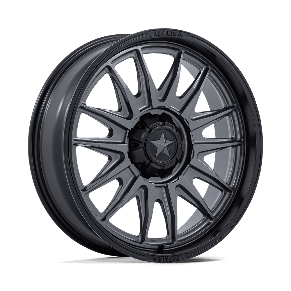 Msa Offroad Wheels M55 Commander Utv 18X7 +10 Matte Gunmetal W/ M-Blk Lip