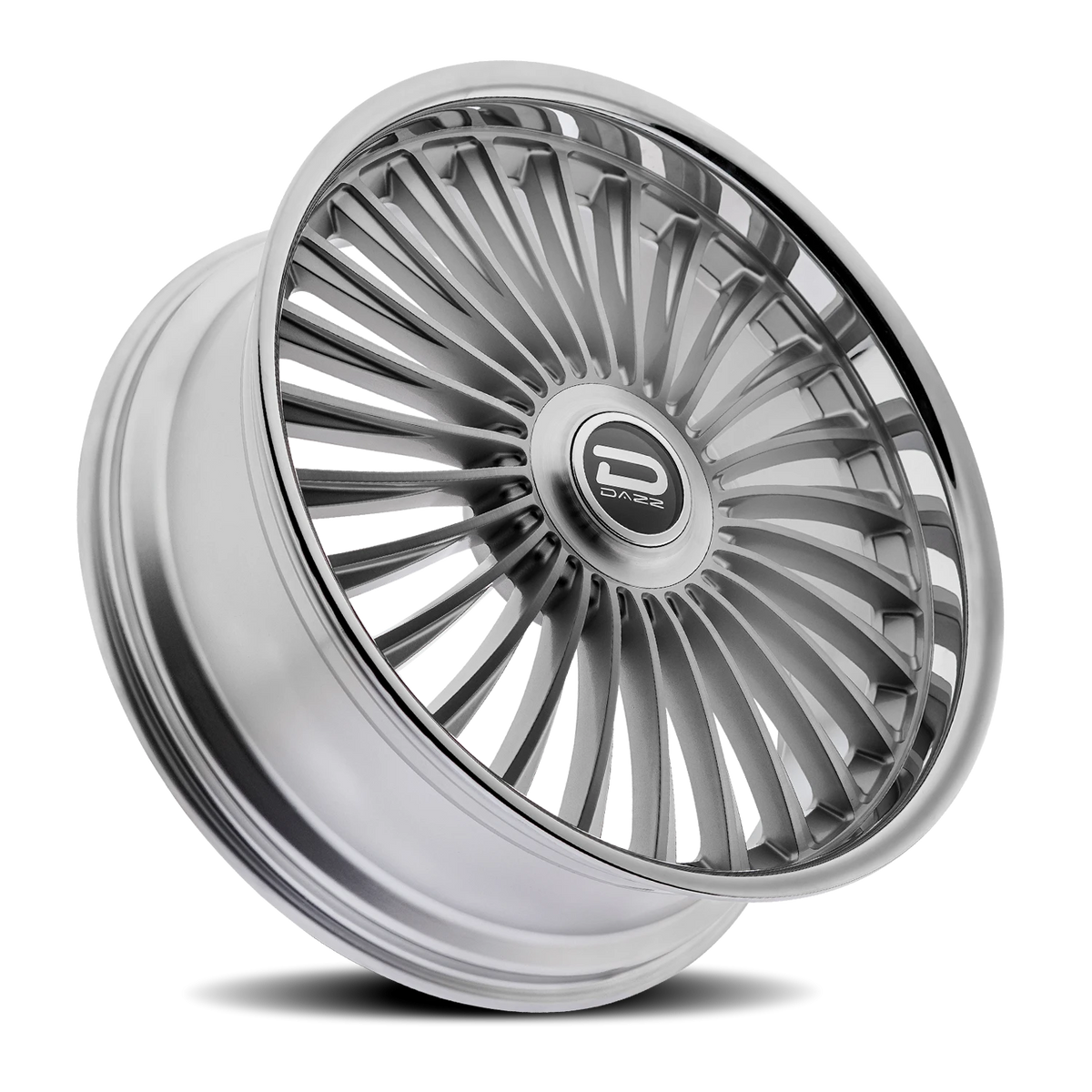 Dazz Merlot 24X9 +0 Gloss Silver W/ Brushed / Chrome Stainless Steel Lip