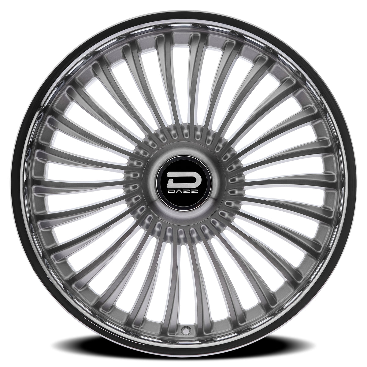 Dazz Merlot 24X9 +0 Gloss Silver W/ Brushed / Chrome Stainless Steel Lip