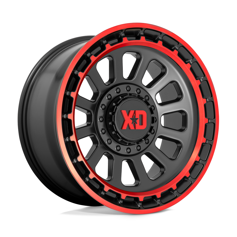 Xd Xd856 Omega 20X10 -18 Satin Black Mach Lip Red Tint