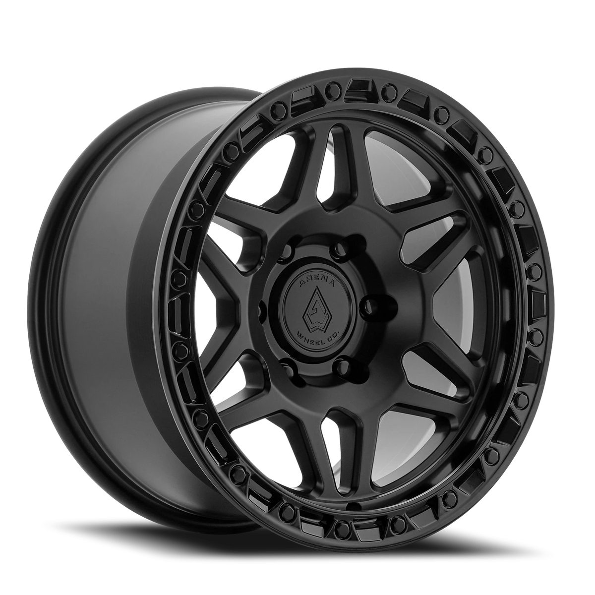 Arena Octane 17X9 -12 Satin Black W/ Gloss Black Lip