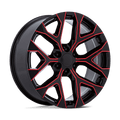 Performance Replicas Pr177 26X10 +24 Gloss Black Red Milled