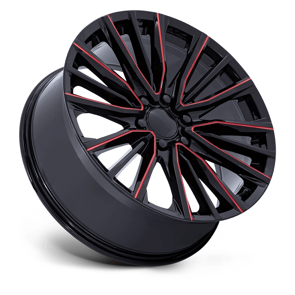 Performance Replicas Pr223 22X9 +28 Gloss Black Milled W/ Red Tint