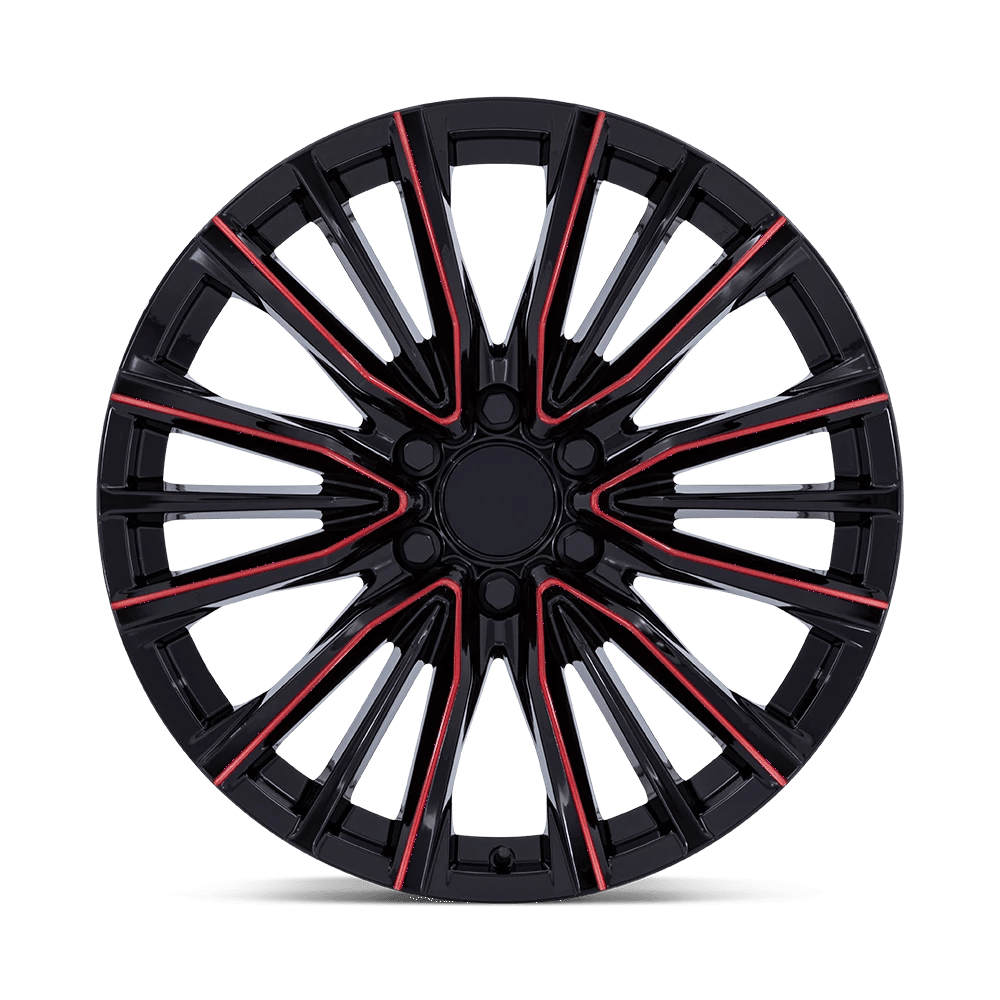 Performance Replicas Pr223 26X10 +28 Gloss Black Milled W/ Red Tint