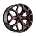 Performance Replicas Pr176 20X9 +24 Gloss Black Red Milled