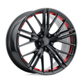 Performance Replicas Pr194 20X10 +35 Gloss Black Red Machined