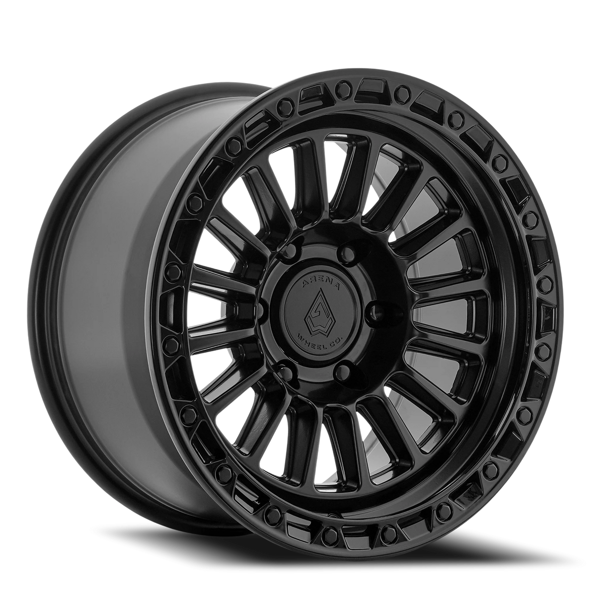 Arena Podium 17X8.5 +25 Satin Black W/ Gloss Black Lip