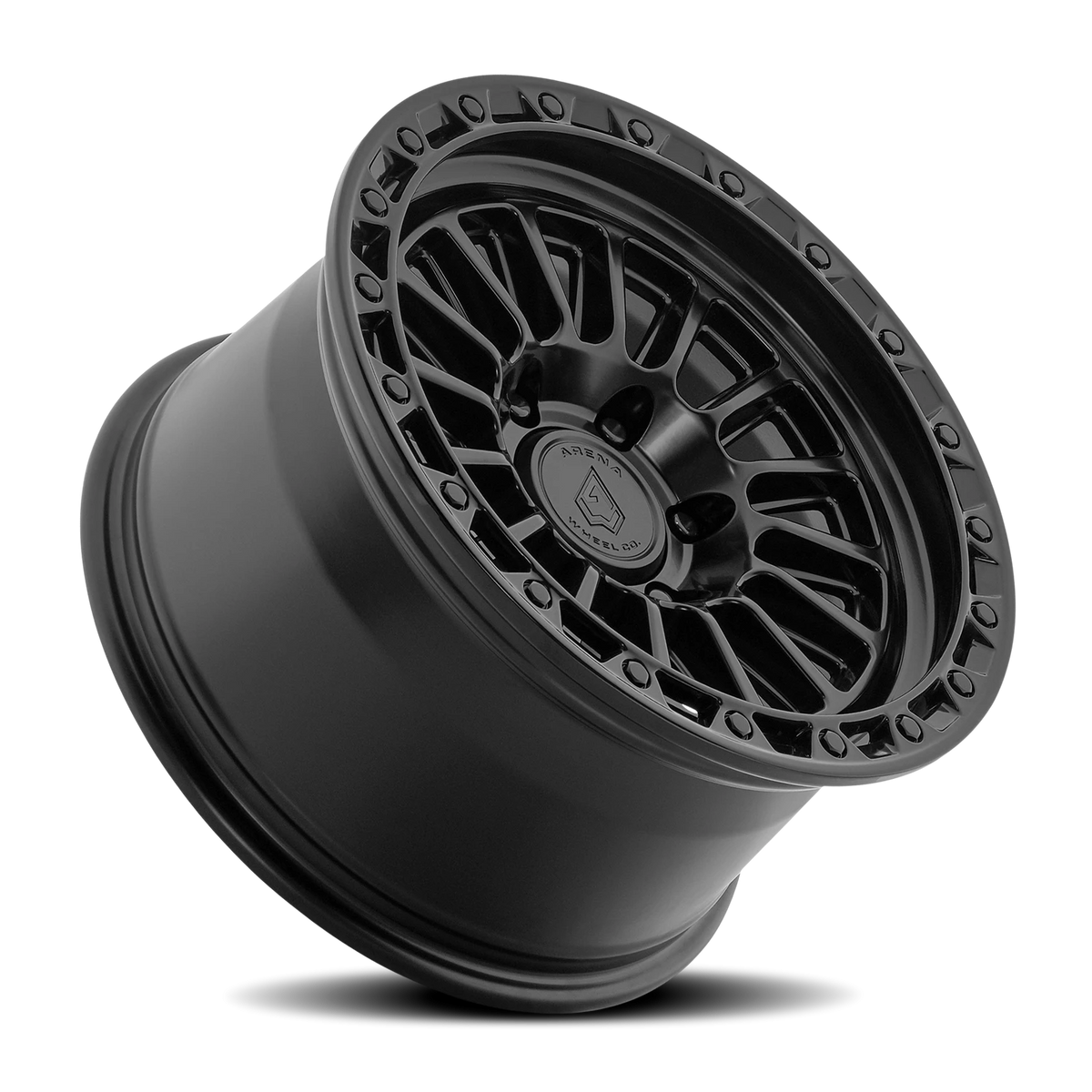 Arena Podium 17X8.5 +25 Satin Black W/ Gloss Black Lip