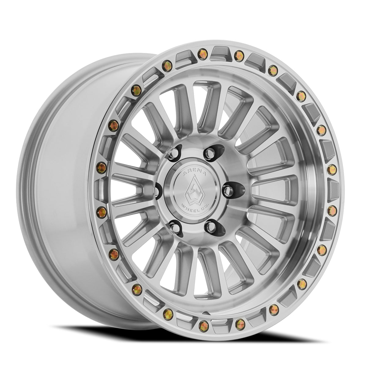 Arena Podium 17X8.5 +25 Gloss Silver Machined