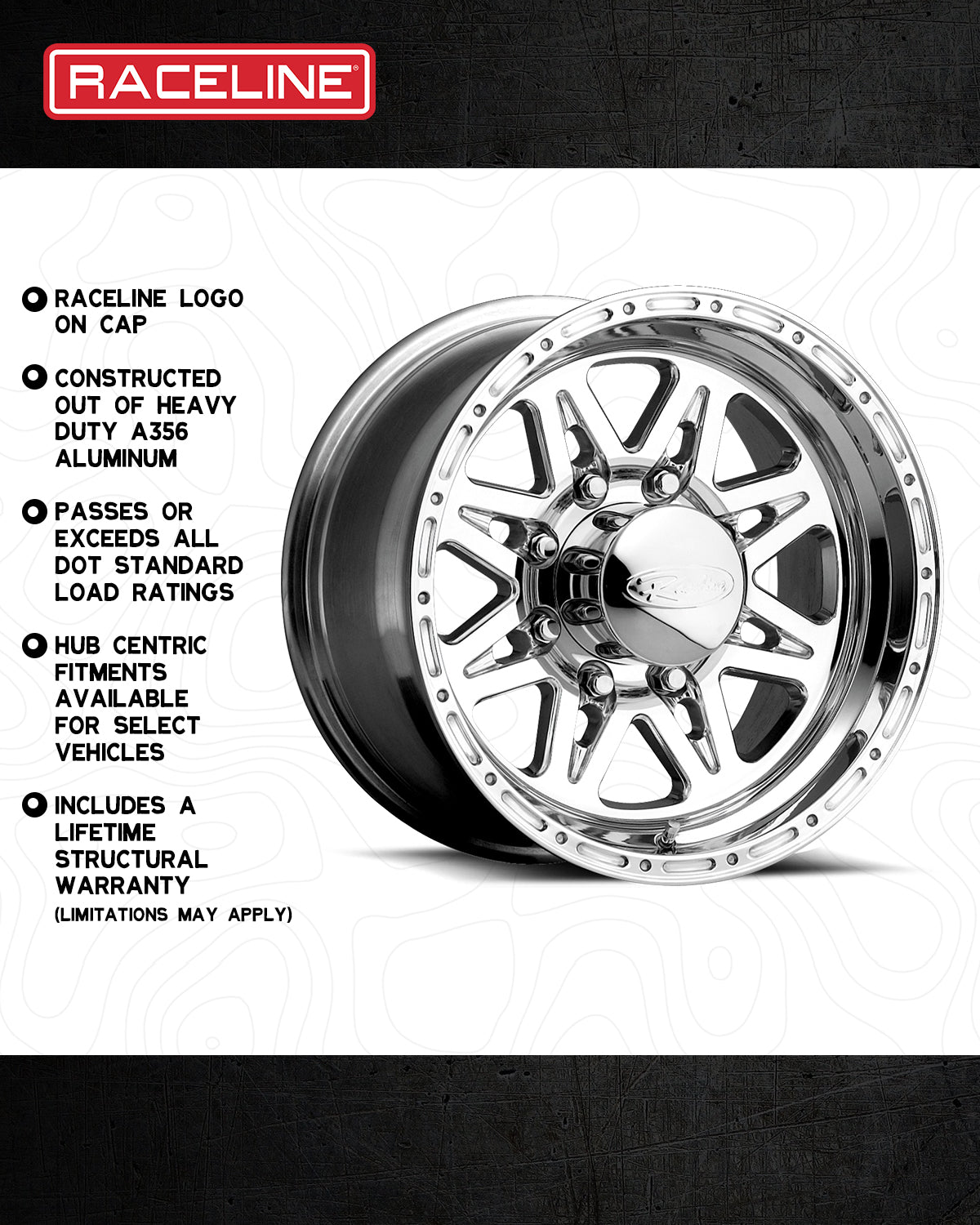 Raceline Wheels Renegade 8 17X9 -12 Polished