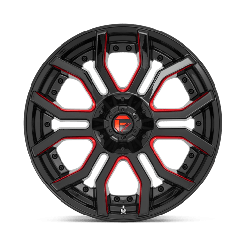 Fuel 1Pc D712 Rage 22X10 -18 Gloss Black Red Tinted Clear