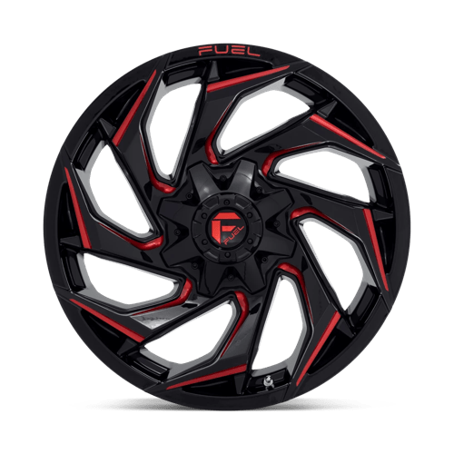 Fuel 1Pc D755 Reaction 20X9 +20 Gloss Black Milled W/ Red Tint
