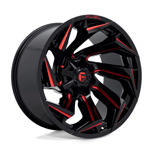 Fuel 1Pc D755 Reaction 22X12 -44 Gloss Black Milled W/ Red Tint