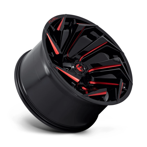 Fuel 1Pc D755 Reaction 22X12 -44 Gloss Black Milled W/ Red Tint