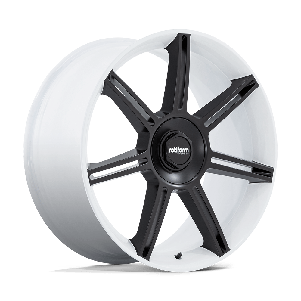 Rotiform Fra 22X12 +60 Gloss White W/ M-Black Spokes