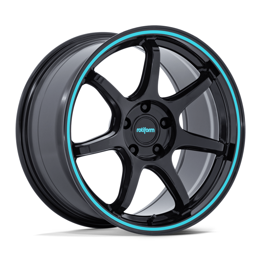 Rotiform Rc208 Bpu 19X8.5 +35 Gloss Black W/ Teal Stripe