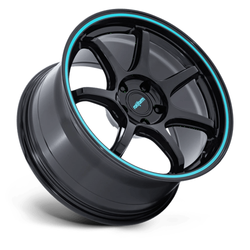 Rotiform Rc208 Bpu 19X10.5 +35 Gloss Black W/ Teal Stripe