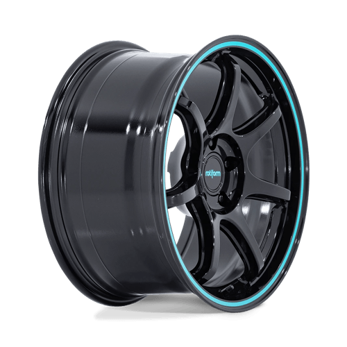 Rotiform Rc208 Bpu 19X9.5 +30 Gloss Black W/ Teal Stripe