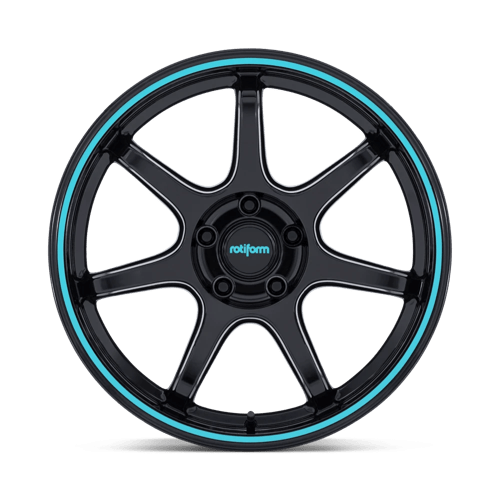 Rotiform Rc208 Bpu 19X10.5 +35 Gloss Black W/ Teal Stripe