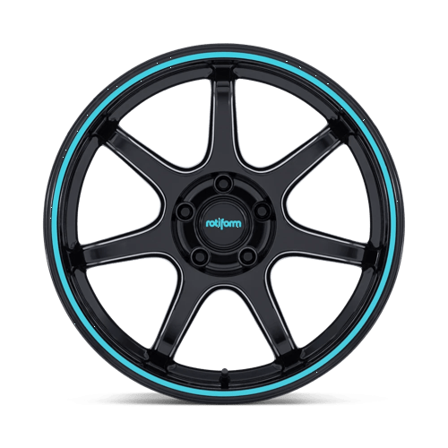 Rotiform Rc208 Bpu 19X8.5 +35 Gloss Black W/ Teal Stripe