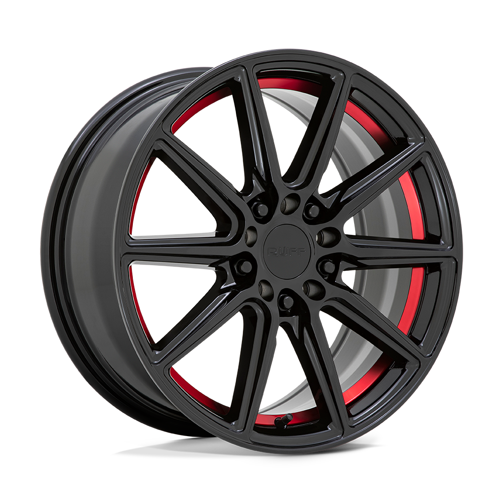 Ruff THROTTLE 18x8 +38 GLOSS BLACK W/ MACH RED LIP