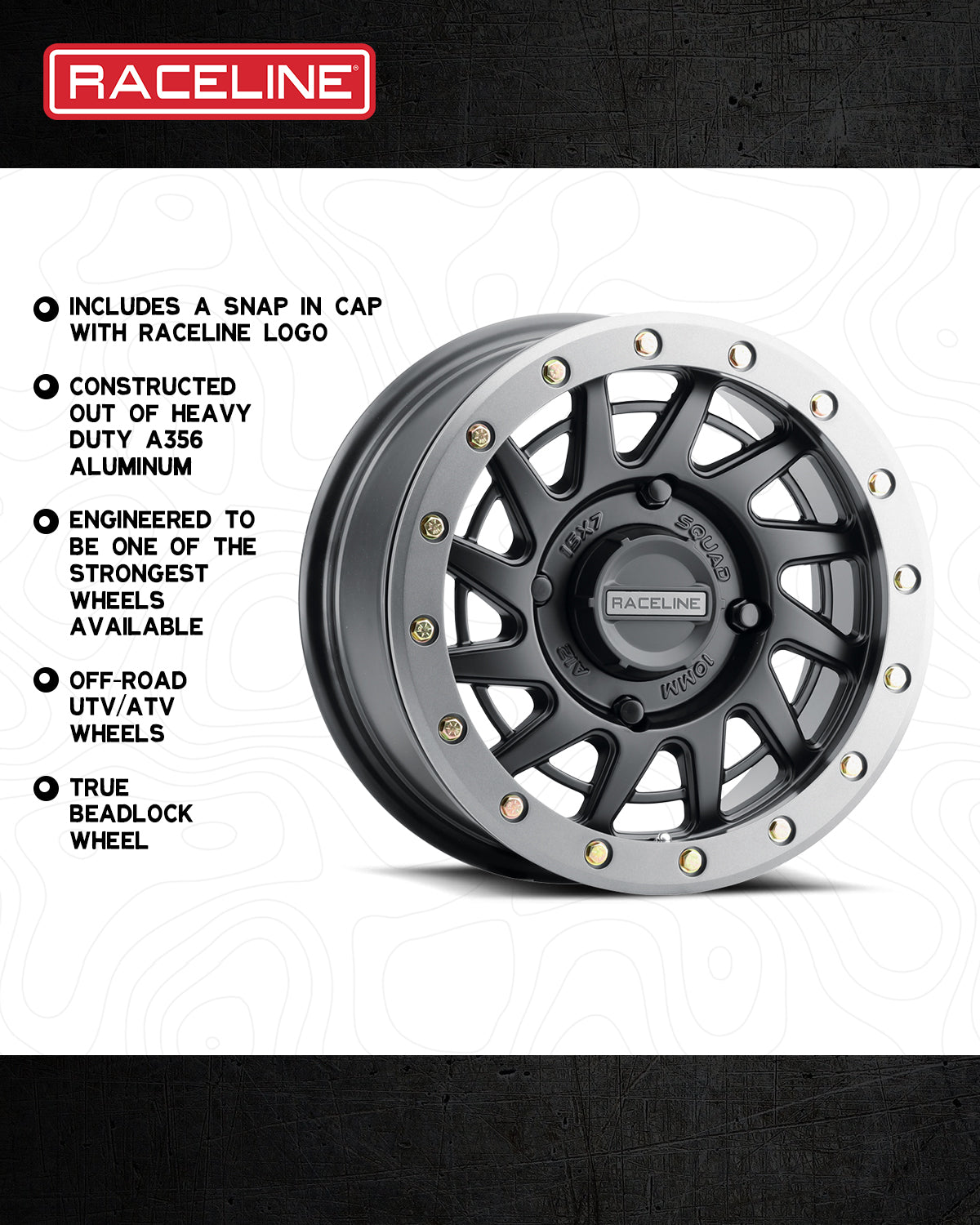 Raceline Wheels Squad 15X7 +38 Satin Black
