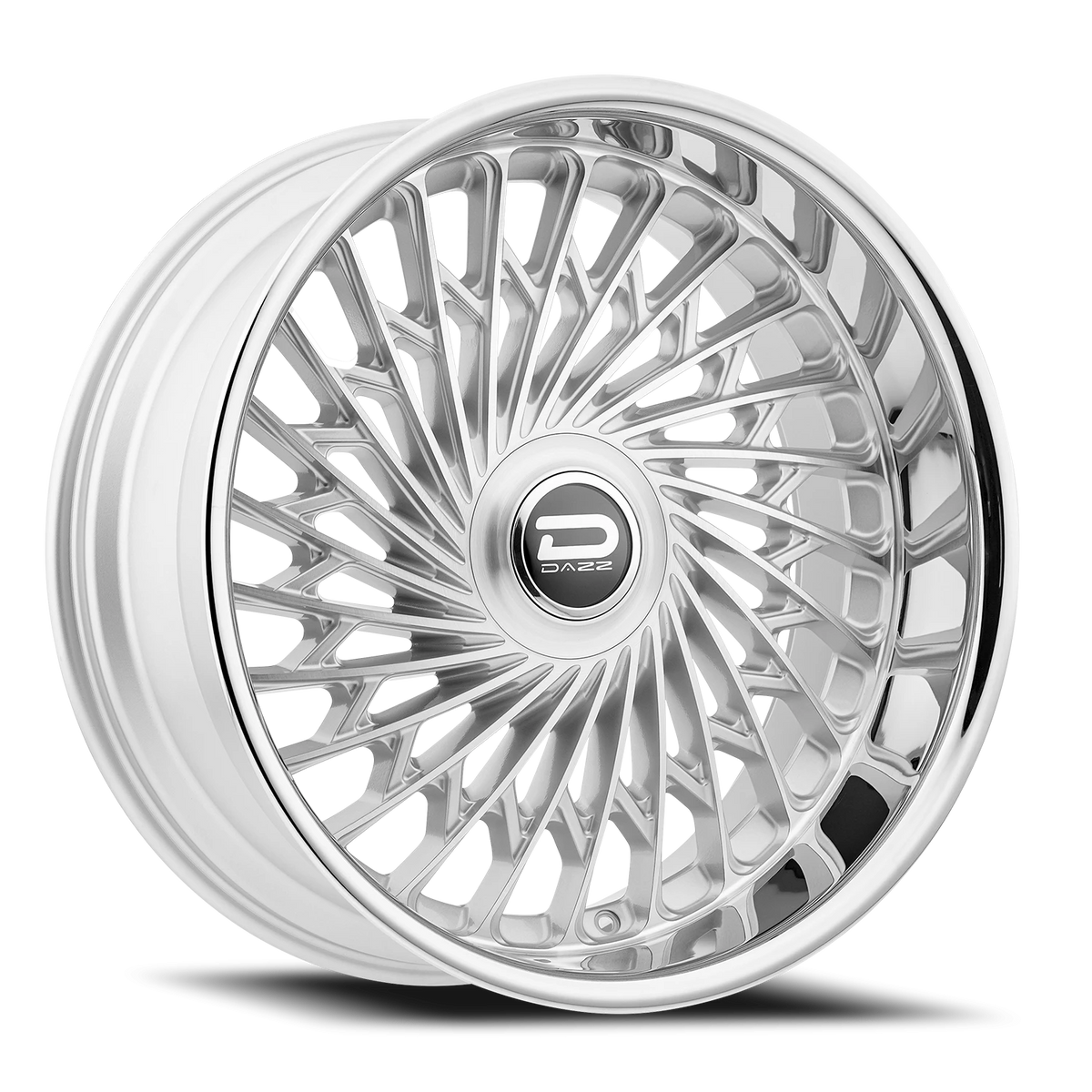 Dazz Seville 24X10 +0 Gloss Silver W/ Brushed / Chrome Stainless Steel Lip
