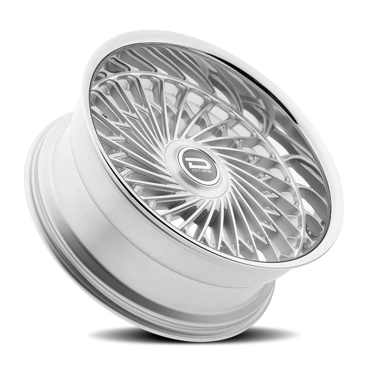 Dazz Seville 24X10 +0 Gloss Silver W/ Brushed / Chrome Stainless Steel Lip