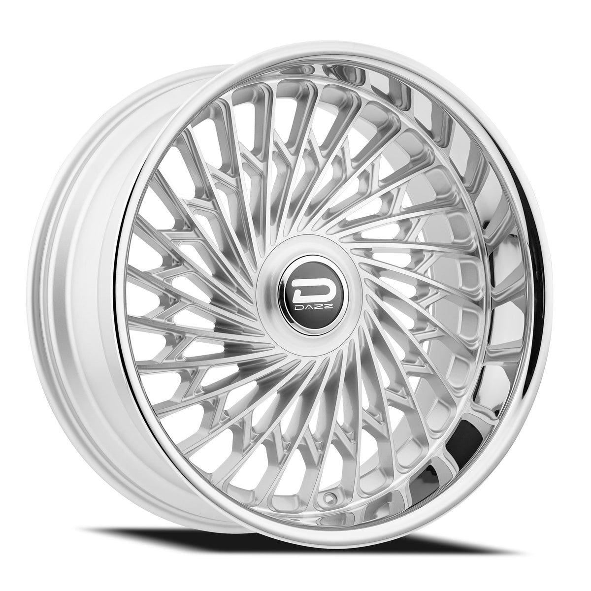 Dazz Seville 24X10 +0 Gloss Silver W/ Brushed / Chrome Stainless Steel Lip