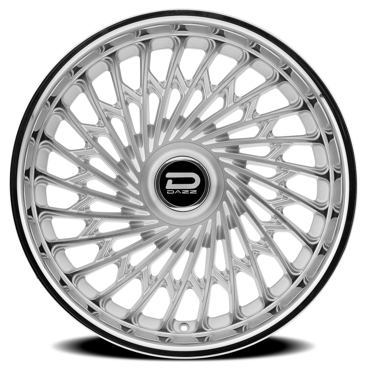 Dazz Seville 24X10 +0 Gloss Silver W/ Brushed / Chrome Stainless Steel Lip
