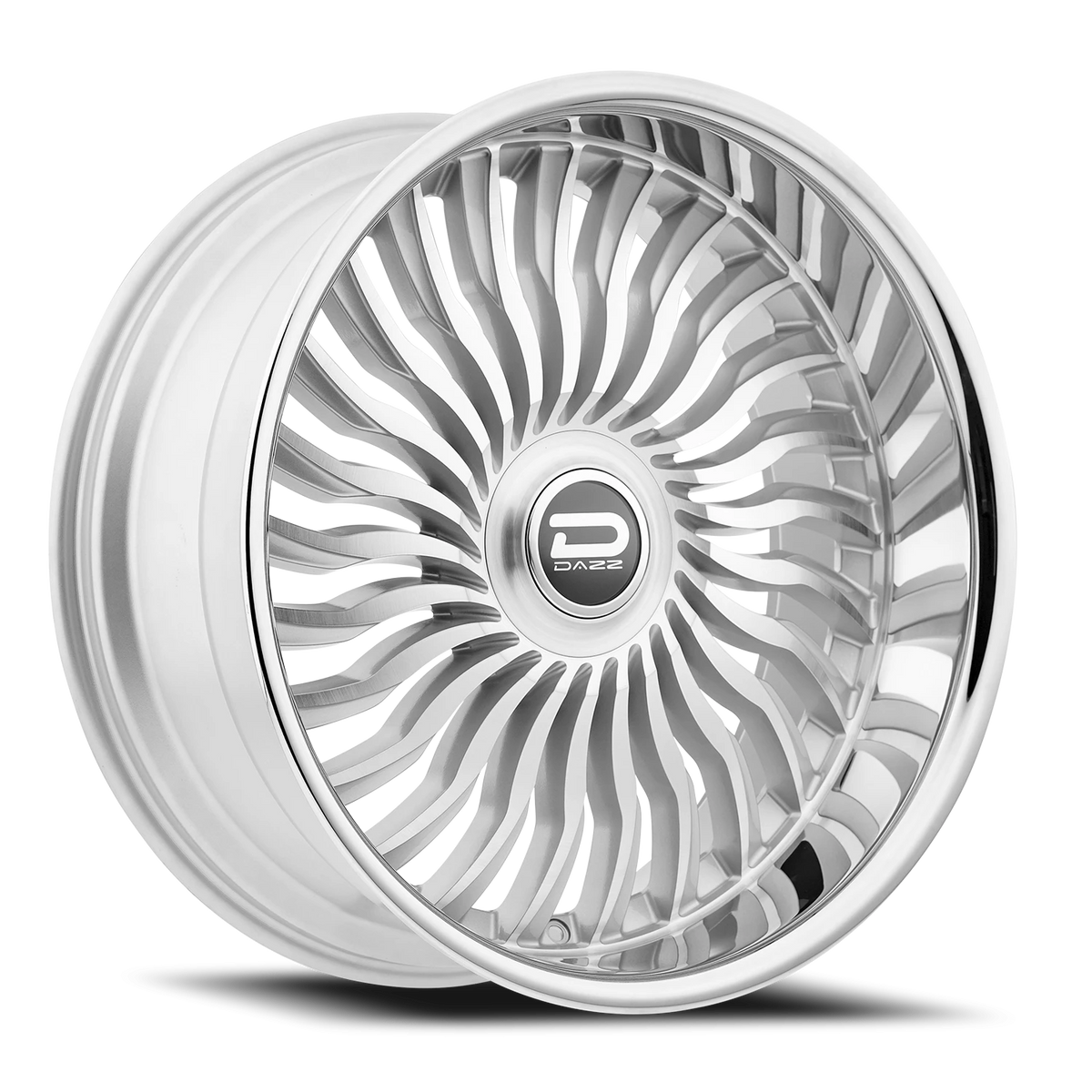 Dazz Snatch 24X10 +0 Gloss Silver W/ Brushed / Chrome Stainless Steel Lip