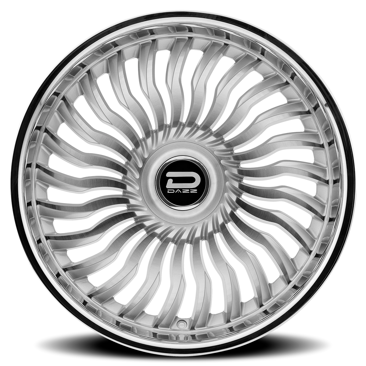 Dazz Snatch 24X10 +0 Gloss Silver W/ Brushed / Chrome Stainless Steel Lip
