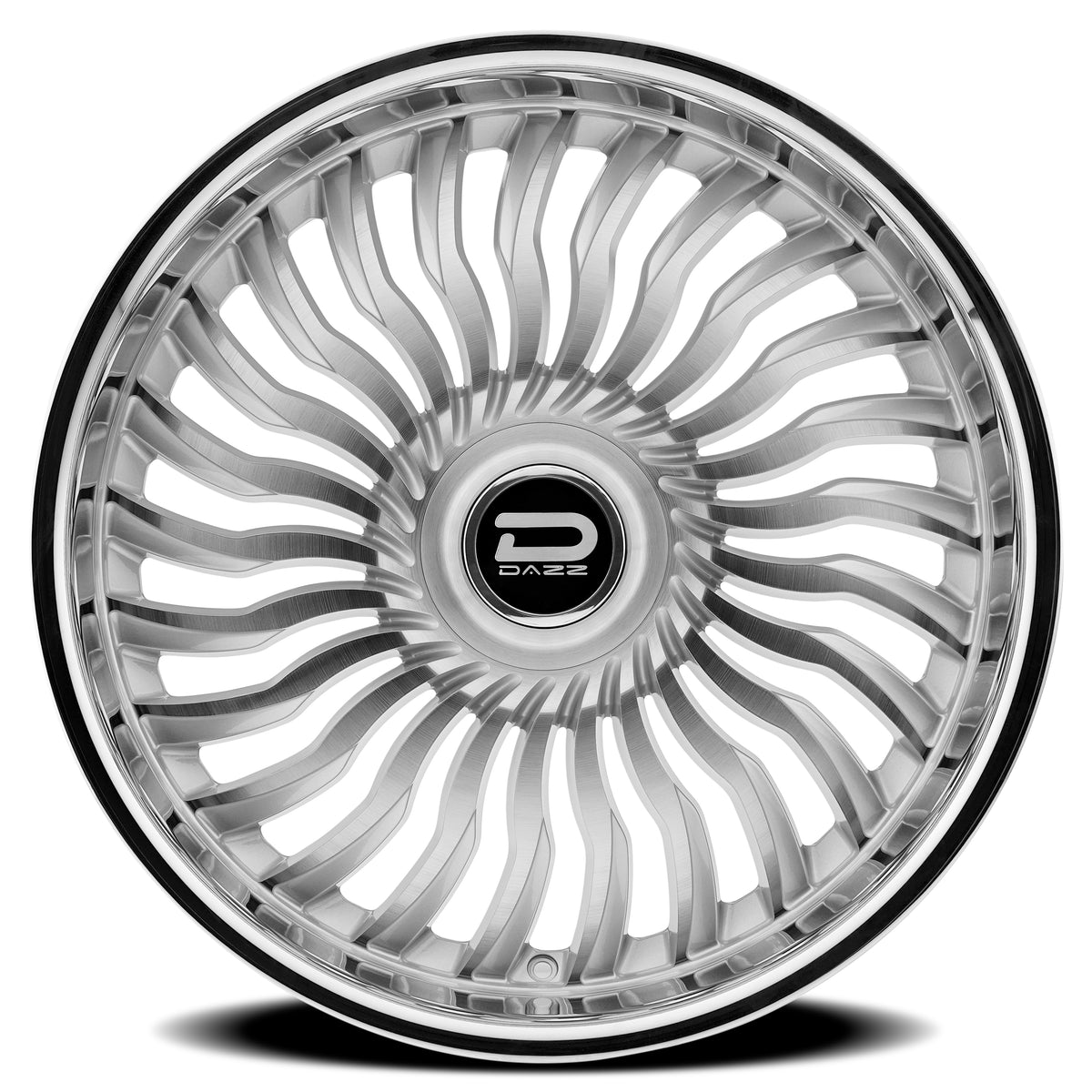 Dazz Snatch 24X10 +0 Gloss Silver W/ Brushed / Chrome Stainless Steel Lip