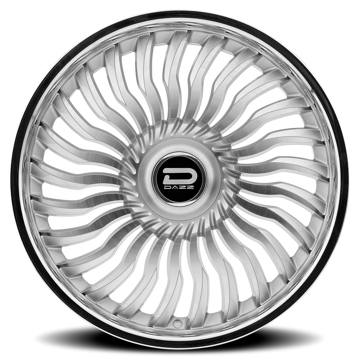 Dazz Snatch 24X9 +0 Gloss Silver W/ Brushed / Chrome Stainless Steel Lip