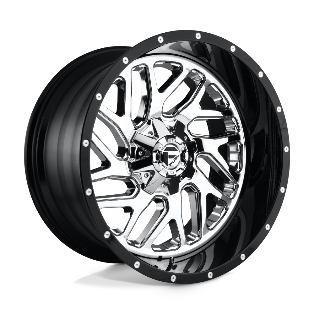 Fuel 2Pc D211 Triton 20X12 -44 Chrome Plated Gloss Black Lip