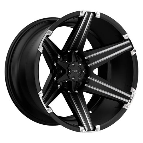 Tuff T12 22X10 -25 Satin Black W/ Milled Spokes