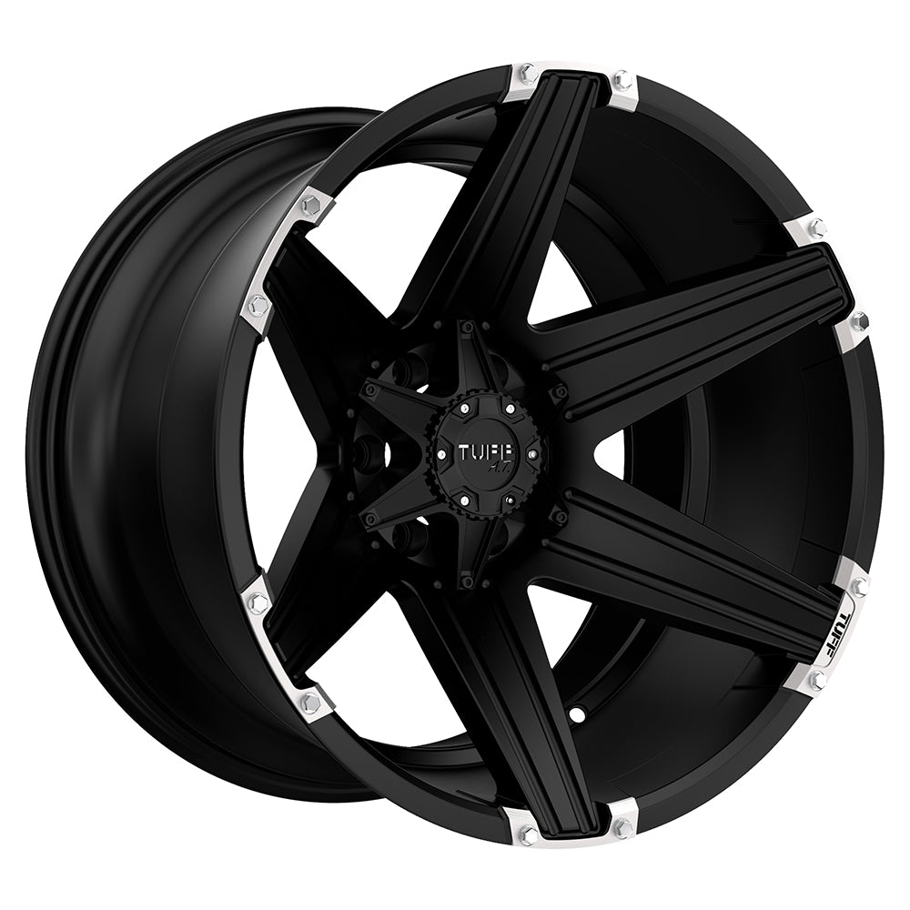 Tuff T12 20X12 -45 Satin Black W/ Brushed Inserts