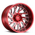 Tuff T4B 20X12 -45 Candy Red W/ Milled Spoke