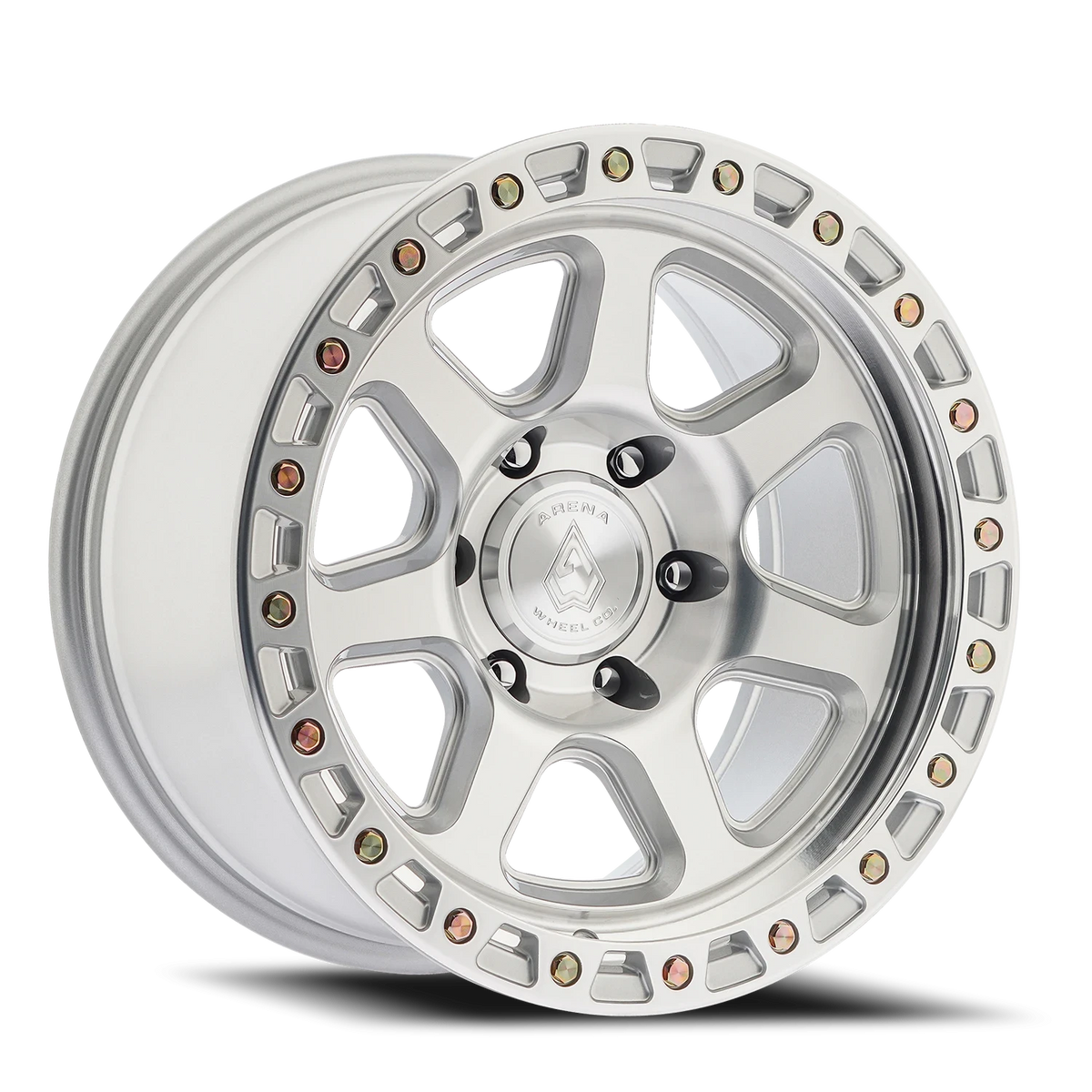 Arena Throttle 17X9 -12 Gloss Silver Machined