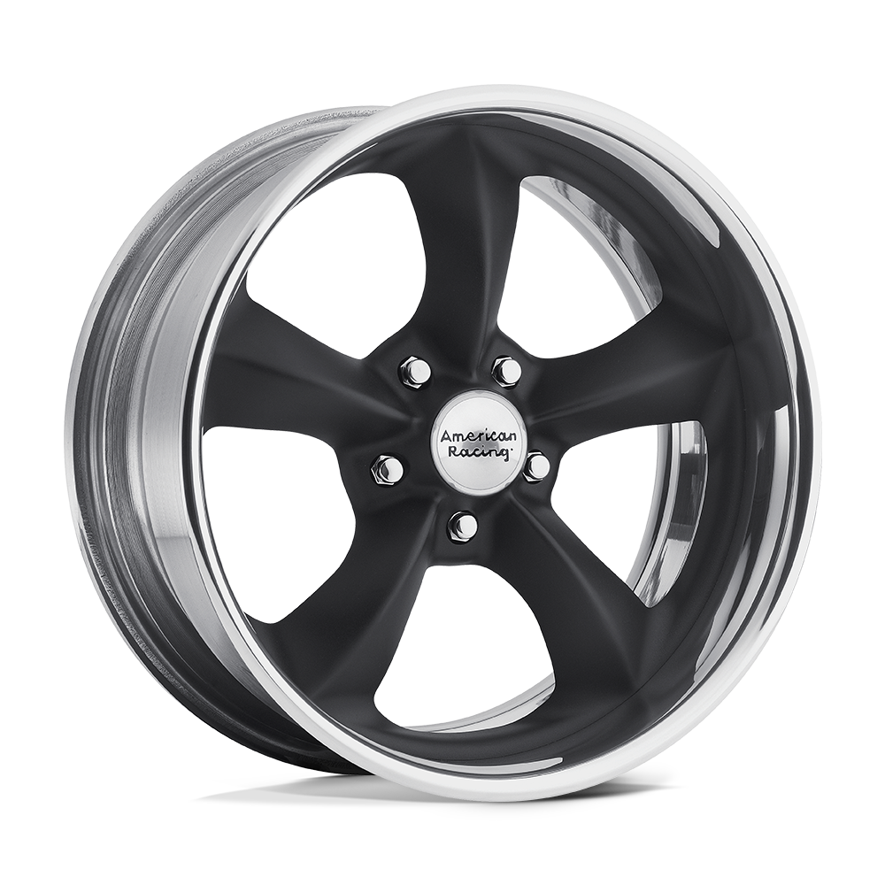 American Racing Vintage Vn425 Torq Thrust Sl 17X9 +6 Hot Rod Black W/ Pol Lip
