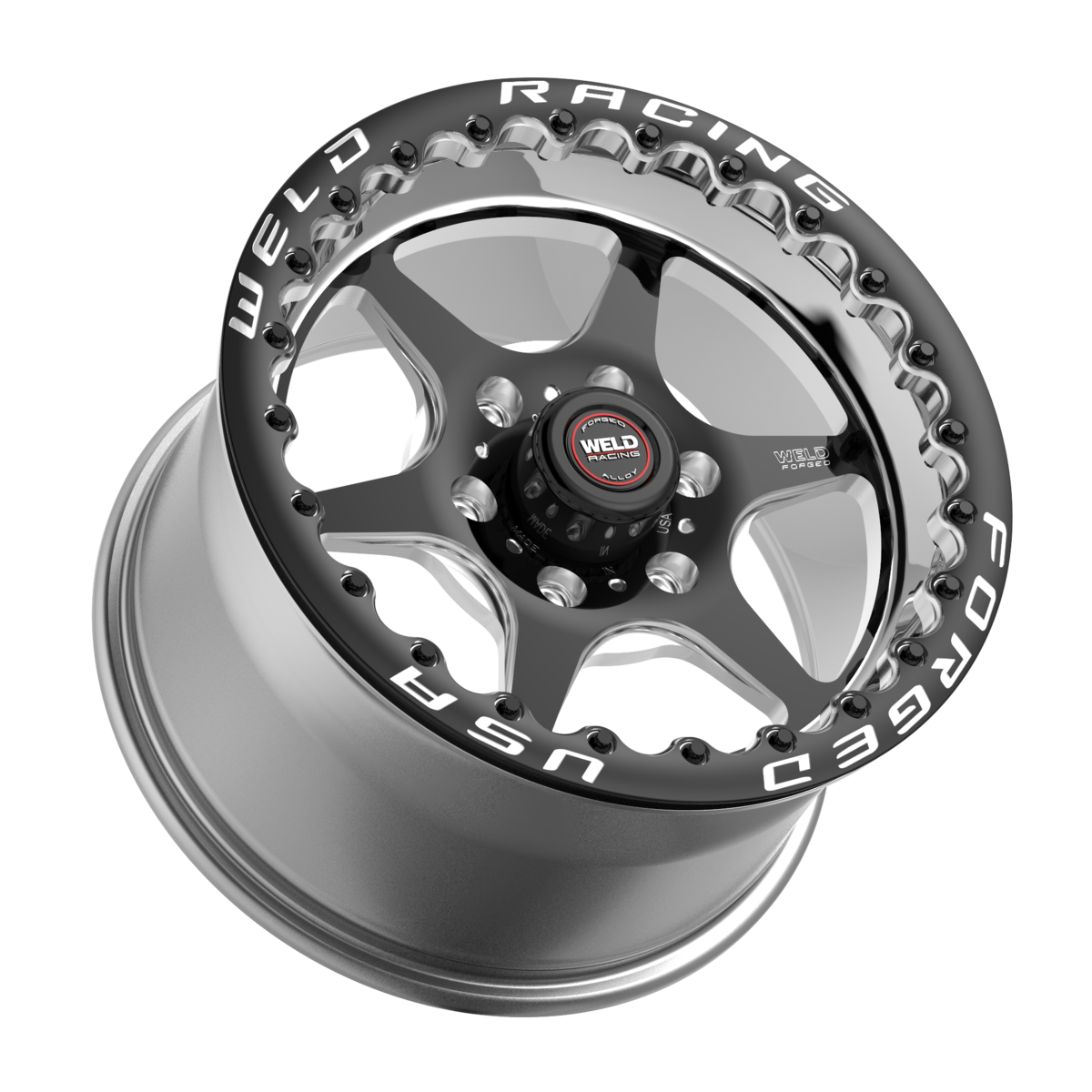 WELD Racing S79 Hd Beadlock 17X9.5 +24 Black Center - Polished Shell