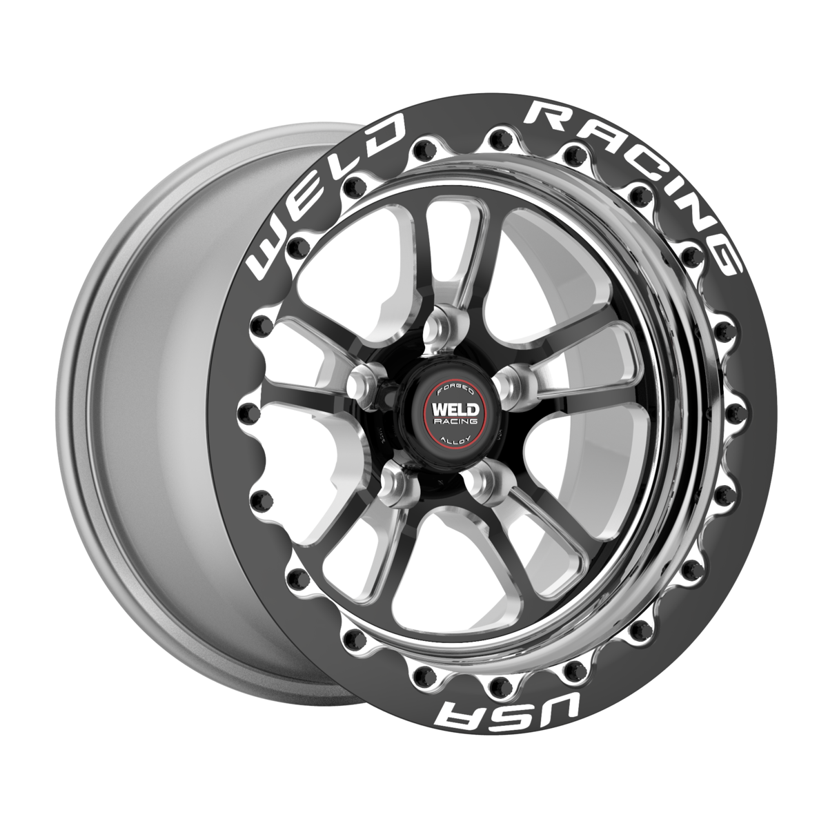 WELD Racing S70 Beadlock 15X11 +13 Black Center - Polished Shell