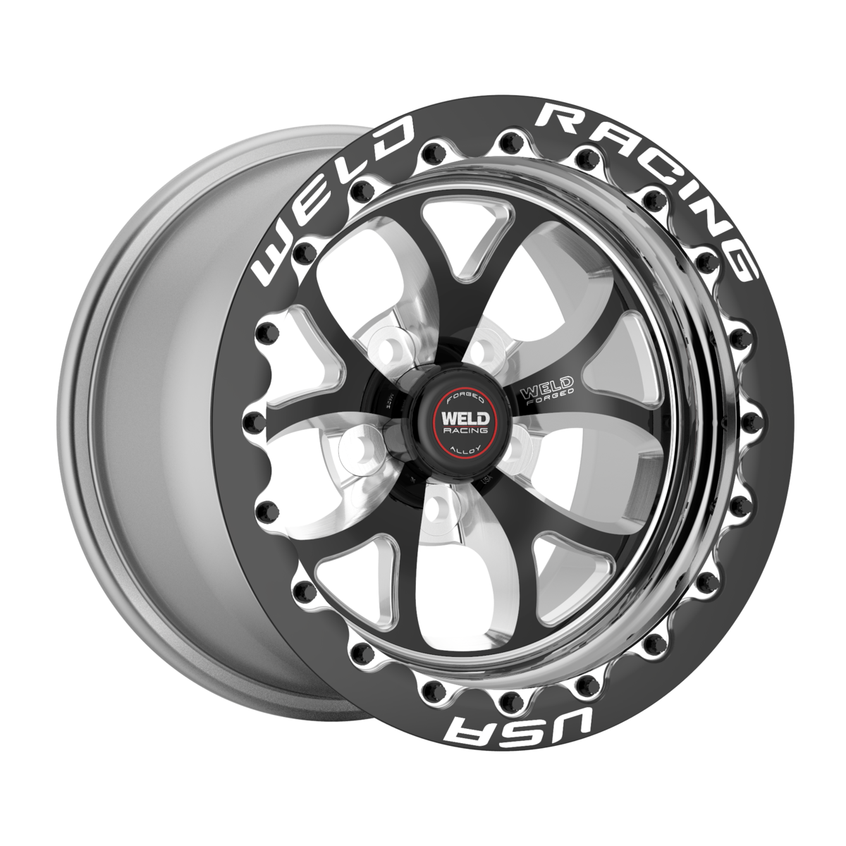 WELD Racing S76 Beadlock 15X10 +51 Black Center - Polished Shell
