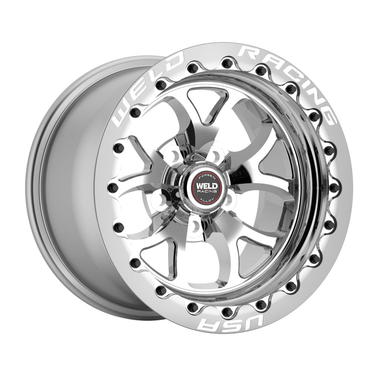 WELD Racing S76 Beadlock 15X10 +51 Polished Center - Polished Shell