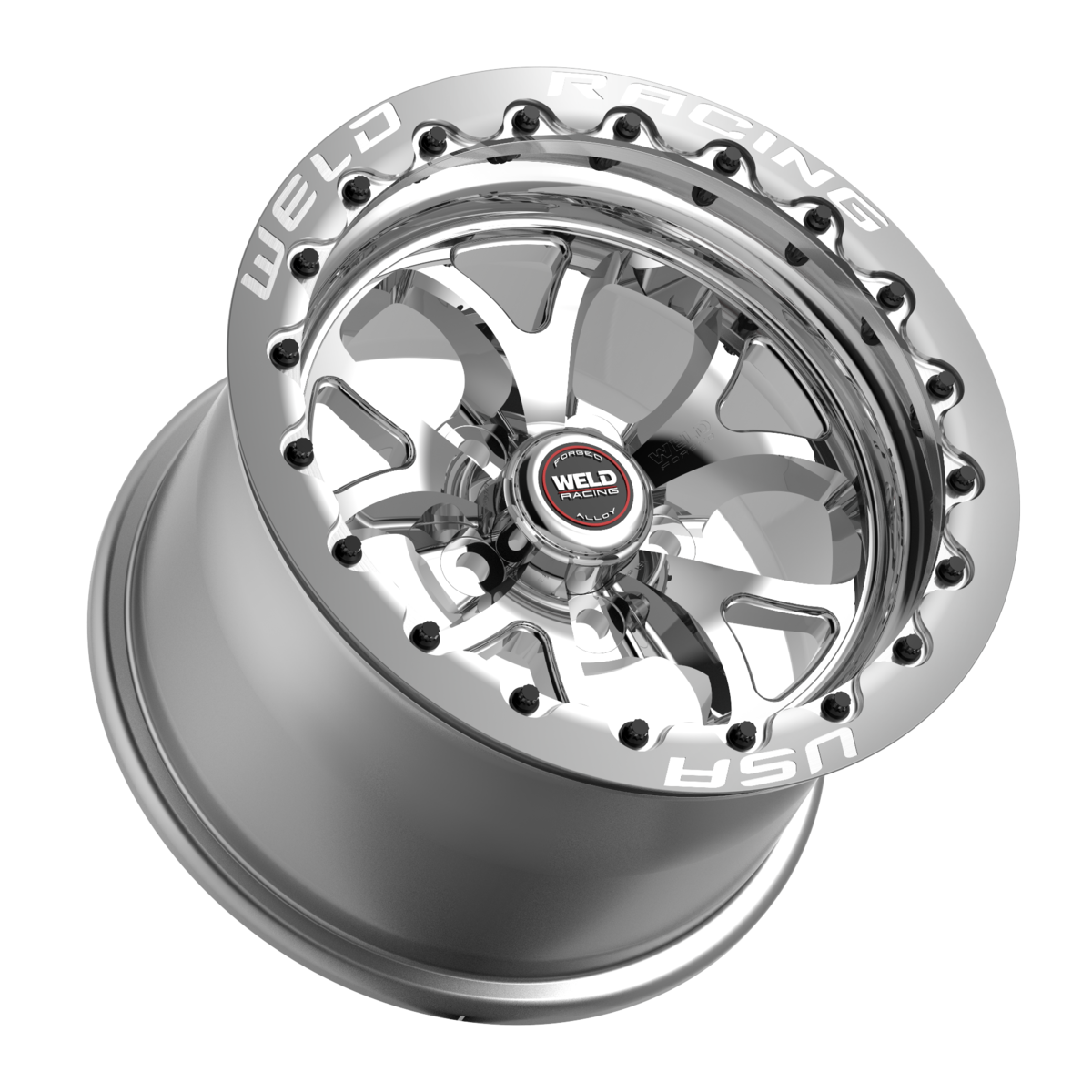 WELD Racing S76 Beadlock 15X10 +51 Polished Center - Polished Shell